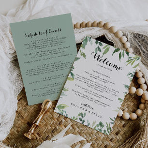 Elegant Tropical Grönt Bröllop Välkommen Brev