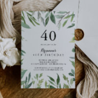 Elegant Tropical Grönt Foliage 40:e födelsedagen P