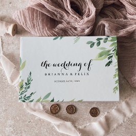 Elegant Tropical Grönt Foliage Calligraphy Bröllop Gästböcker