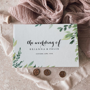 Elegant Tropical Grönt Foliage Calligraphy Bröllop Gästböcker