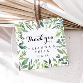 Elegant Tropical Grönt Foliage Calligraphy Bröllop Gåvor Etiketter