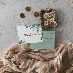 Elegant Tropical Grönt Foliage Tack Vykort