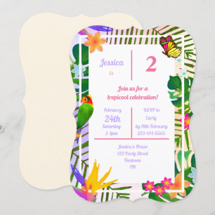 Elegant Tropical Grönt Handflatan Blommigt 2:a föd Inbjudningar