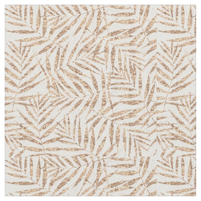 Elegant Tropical Guld Handflatan Löv Tyg (Närbild)
