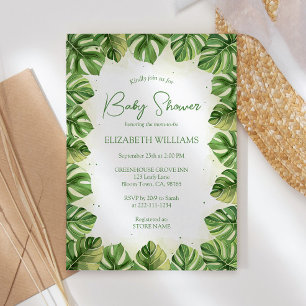 Elegant Tropical Handflatan Baby Shower för vatten Inbjudningar