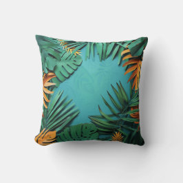 Elegant Tropical Handflatan Löv Skriv ut Kudde