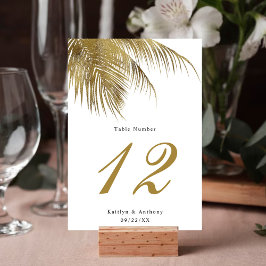 Elegant Tropical Handflatan Träd Beach Wedding Bordsnummer