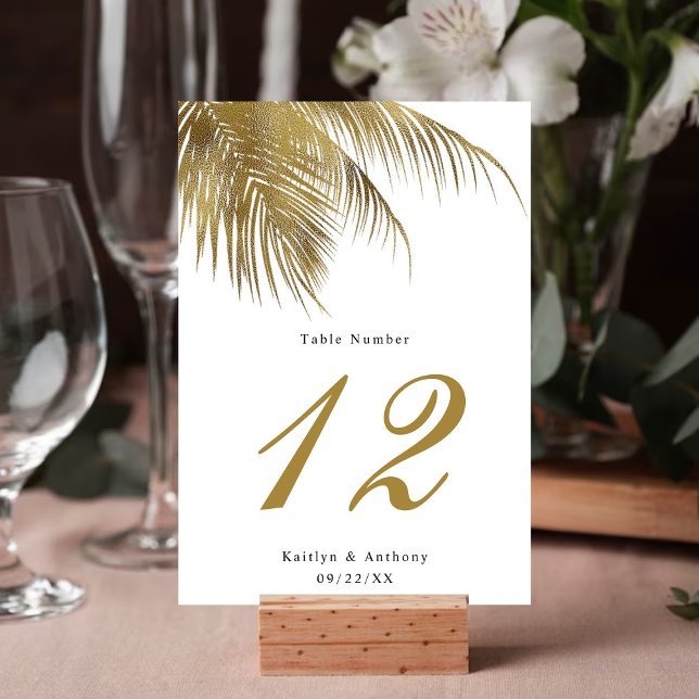 Elegant Tropical Handflatan Träd Beach Wedding Bordsnummer (Skapare uppladdad)