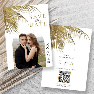 Elegant Tropical Handflatan Träd Beach Wedding Pho Spara Datumet