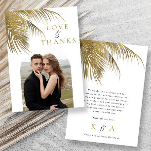 Elegant Tropical Handflatan Träd Beach Wedding Pho Tack Kort