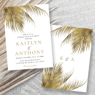 Elegant Tropical Handflatan Träd Beach Wedding Reh Inbjudningar
