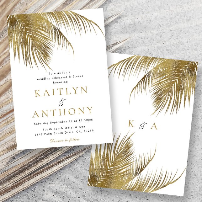 Elegant Tropical Handflatan Träd Beach Wedding Reh Inbjudningar (Skapare uppladdad)