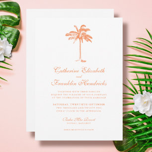 Elegant Tropical Handflatan Träd Bröllop Inbjudningar