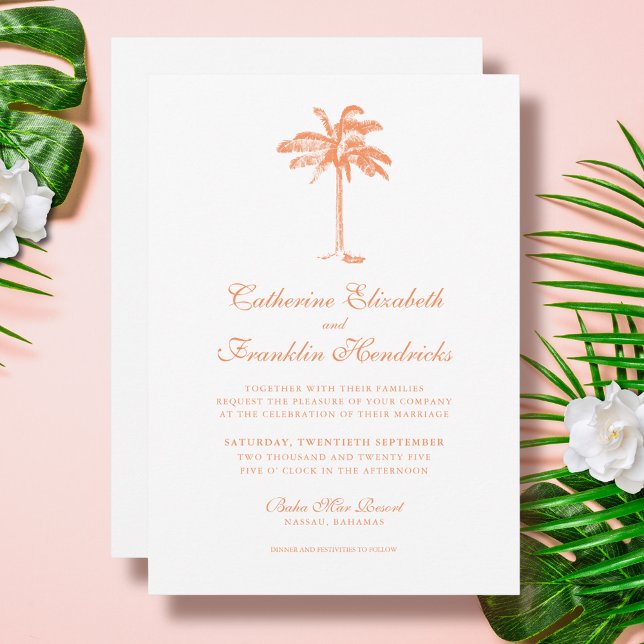 Elegant Tropical Handflatan Träd Bröllop Inbjudningar (Skapare uppladdad)