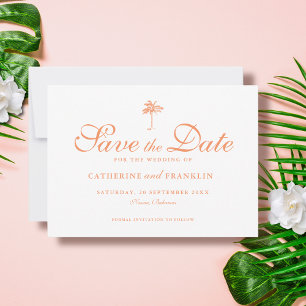Elegant Tropical Handflatan Träd Bröllop Spara Datumet