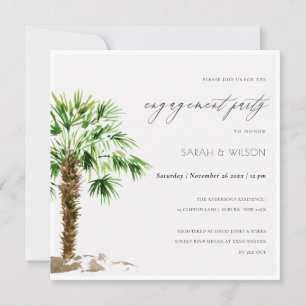 Elegant Tropical Handflatan Watercolor Förlovning Tack Kort