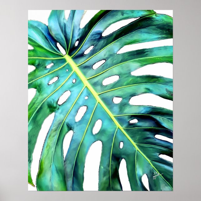 Elegant Tropical Hawaii Monstera Löv-foto Poster (Framsidan)