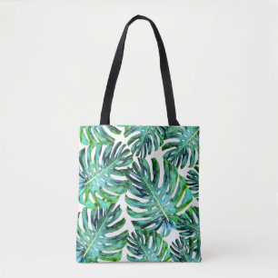 Elegant Tropical Hawaii Monstera Löv-foto Tygkasse
