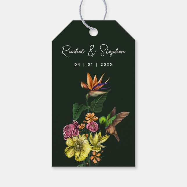 Elegant Tropical Hummingbird Blommigt sommaren Brö Presentetikett (Framsidan)