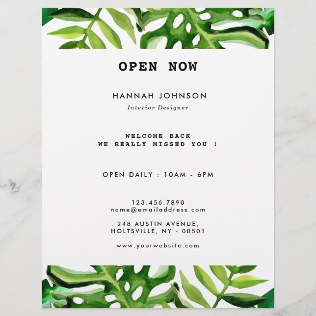 Elegant Tropical Insida Designer Reklamblad (Framsidan)