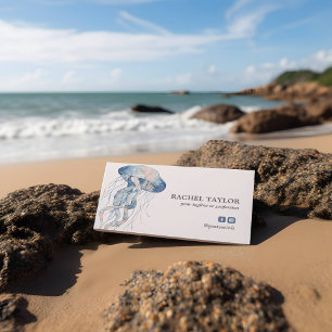 Elegant Tropical Jellyfish rosa blue Beach Coastal Visitkort