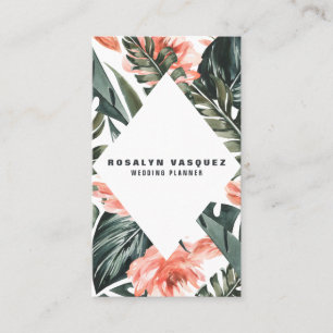 Elegant Tropical Jungle Greenery Modern Visitkort