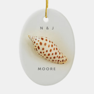 Elegant Tropical Junonia Florida Beach Snäcka Nam Julgransprydnad Keramik