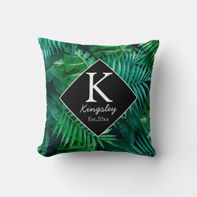 Elegant Tropical Löv Family Namn Beach House Kudde (Framsida)