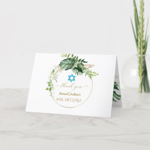 Elegant Tropical Löv Guld Photo Pub Mitzvah Tack Kort