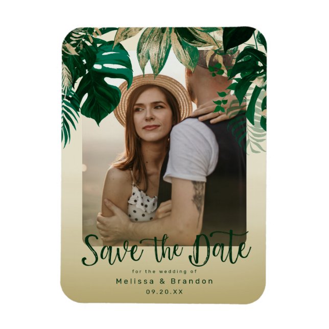 Elegant Tropical Löv Photo Save Date Magnet (Vertikal)