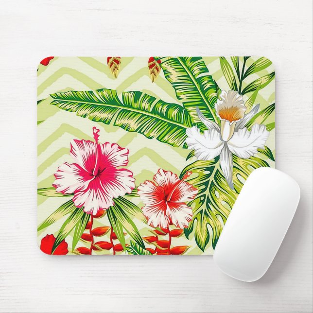 Elegant Tropical Lövs and Hibiscus Flowers | Musmatta (Med mus)