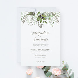 Elegant Tropical Lush Greenery Bröllop Inbjudningar