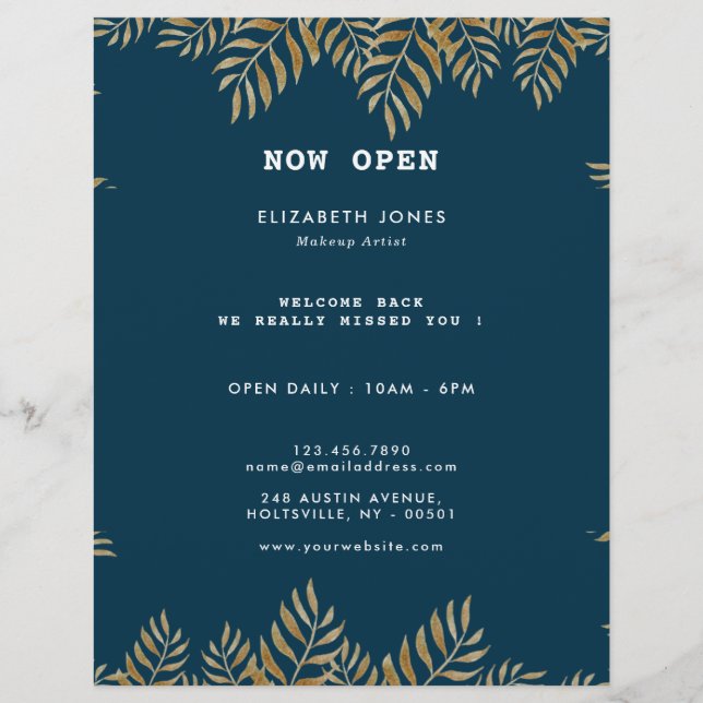 Elegant Tropical Makeup Artist Reklamblad (Framsidan)