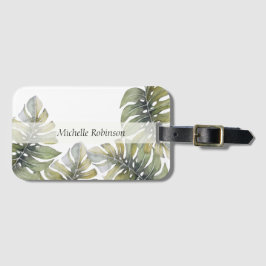 Elegant Tropical Monstera med vattenfärg Bagagebricka