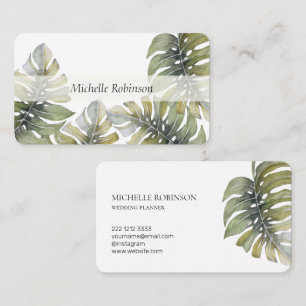 Elegant Tropical Monstera-Professionell med vatten Visitkort