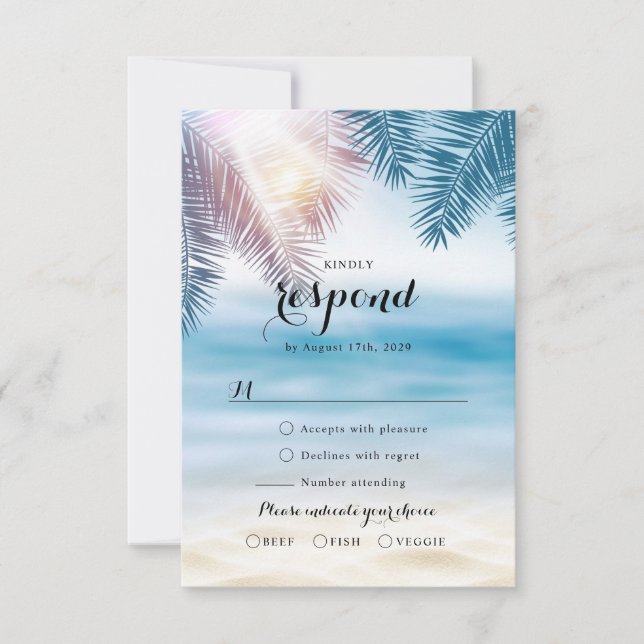 Elegant Tropical Ocean Summer Beach Wedding OSA Kort (Framsida)