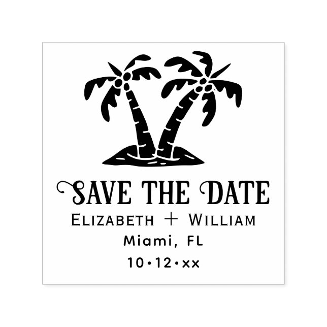 Elegant Tropical Palm Trees Wedding Save the Date Självfärgande Stämpel (Design)