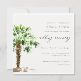 Elegant Tropical Palm Watercolor Wedding Invite Tack Kort