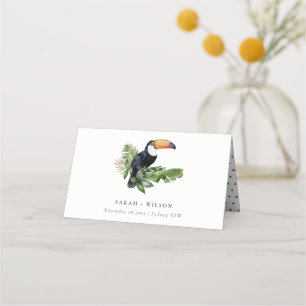 Elegant Tropical Rainforest Toucan Fauna Bröllop Placeringskort