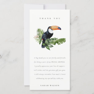 Elegant Tropical Rainforest Toucan Fauna Bröllop Tack Kort