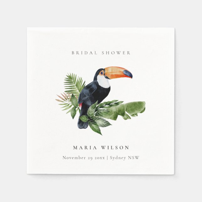 Elegant Tropical Rainforest Toucan Möhippa Pappersservett (Framsidan)