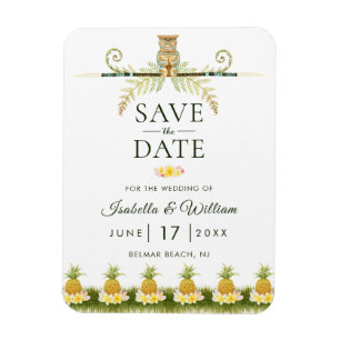 Elegant Tropical Save Date Summer Bröllop Magnet