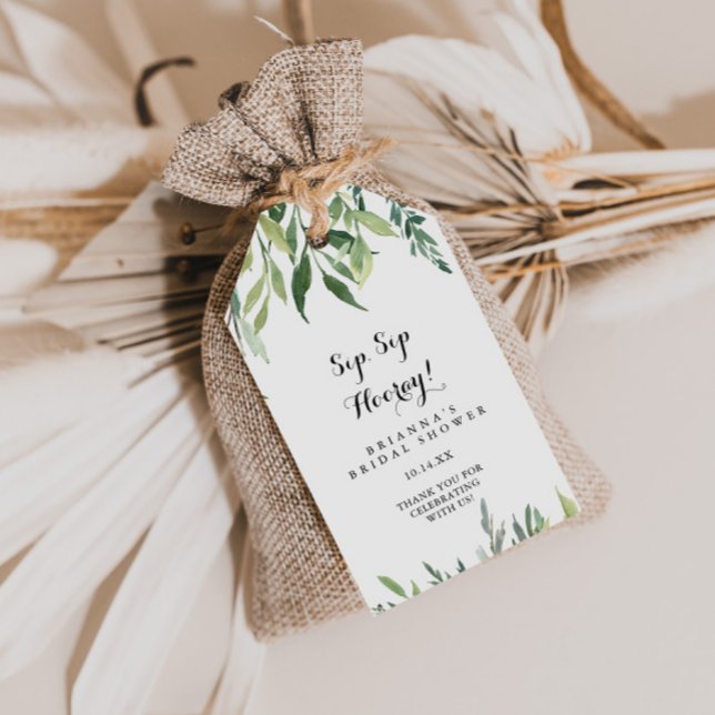 Elegant Tropical Sip Sip Hooray Möhippa Presentetikett (Skapare uppladdad)