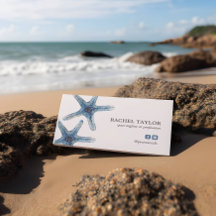 Elegant Tropical Starfish blue Beach Coastal Busin