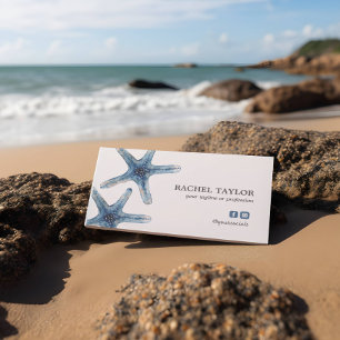 Elegant Tropical Starfish blue Beach Coastal Busin Visitkort