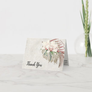 Elegant Tropical White Blommigt Greenery Tack Kort