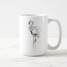 Elegant Tropik Flamingo Sketch Kaffemugg