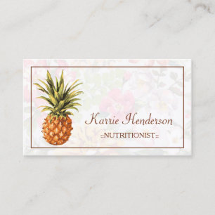 Elegant Tropisk Blommigt och ananas näringsämne Visitkort