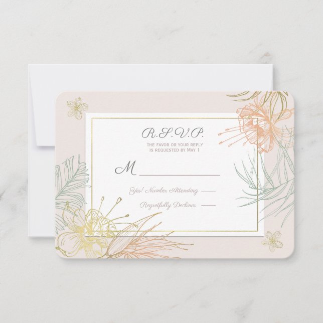 Elegant Tropisk Botanisk Blommig Bröllops-RSVP OSA Kort (Framsida)
