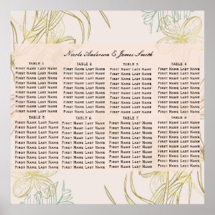 Elegant Tropisk Botanisk Blommig Placeringsplan Poster